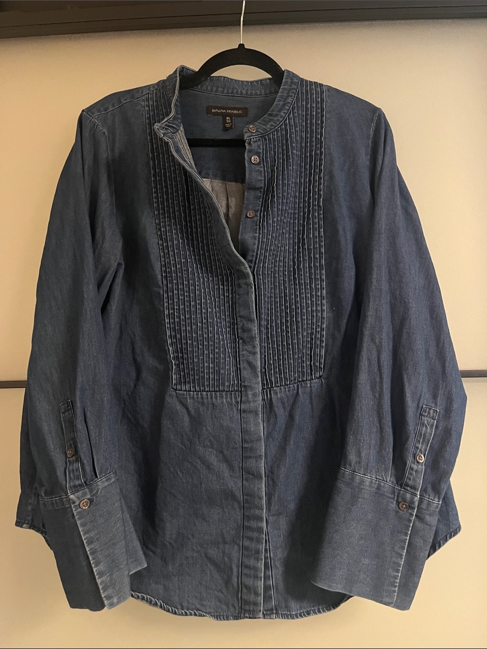 Banana Republic Women's Indigo Denim Top With Pintuck Detail